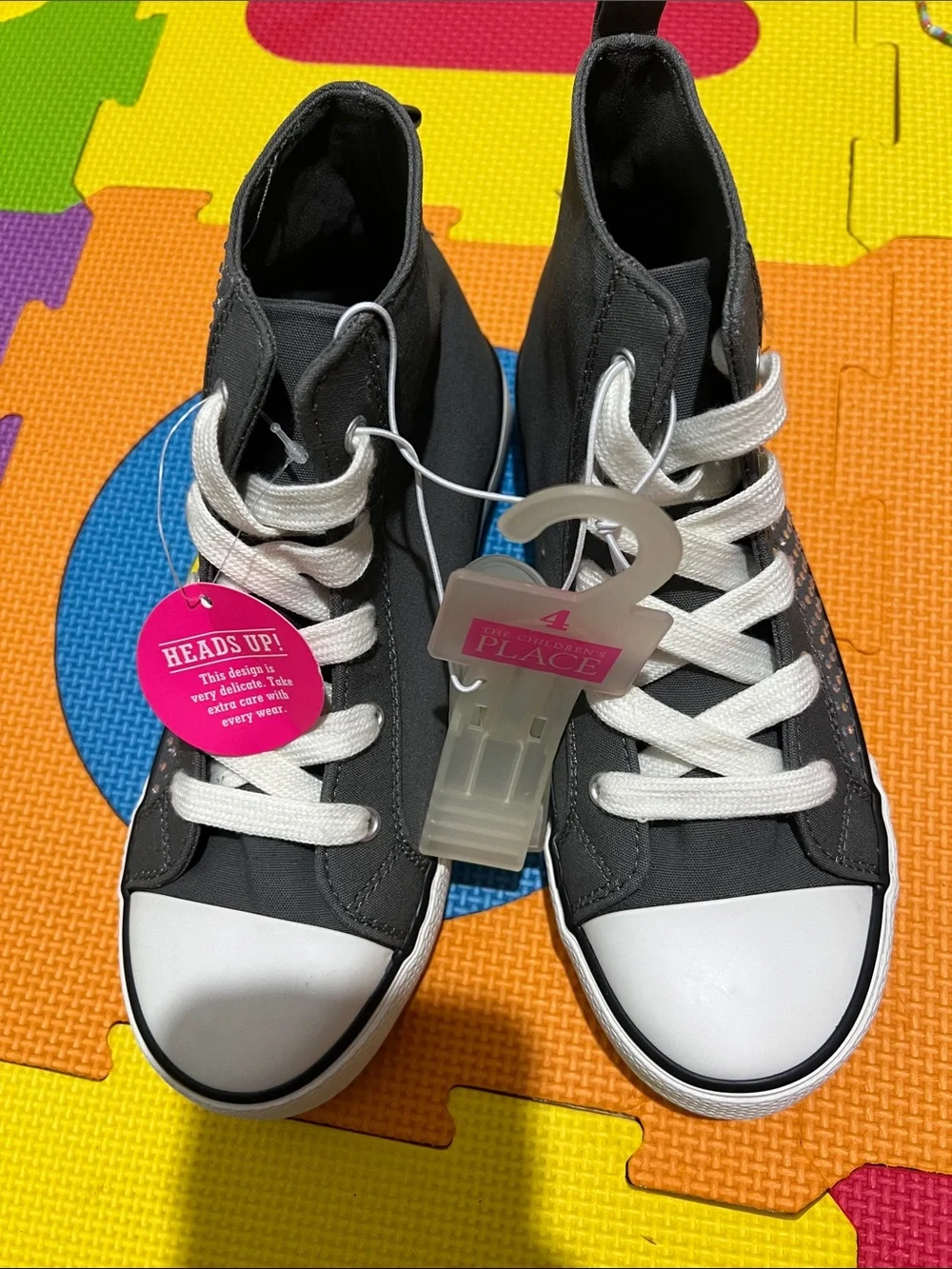 The Children's Place Black High-Top Sneakers with White Toe and Laces